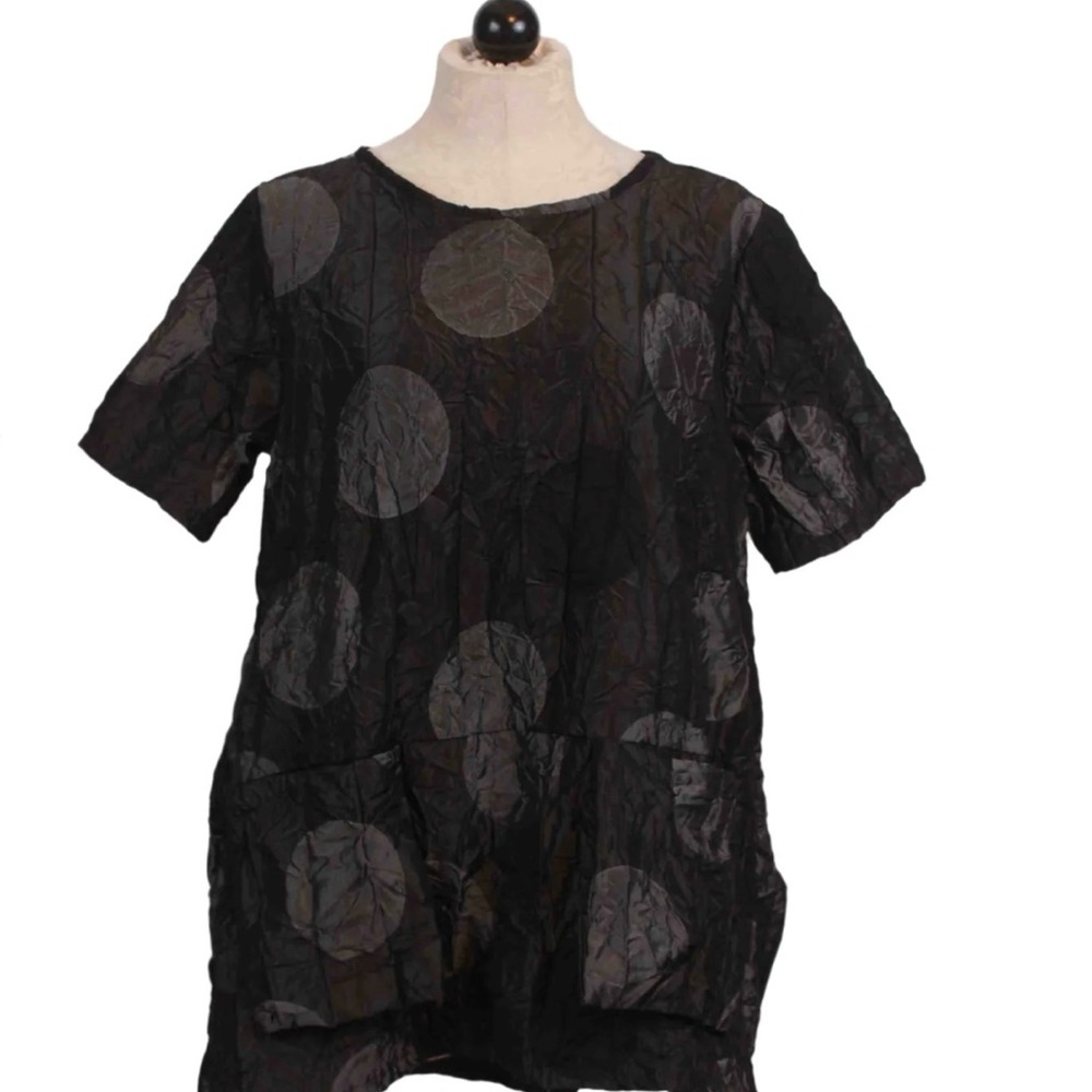 Black Polka Dot Short Sleeve Blouse